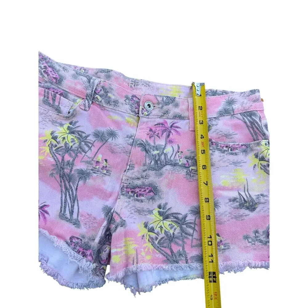 Arizona Jean Co Tropical Print Cutoff Denim Shorts Size 11
